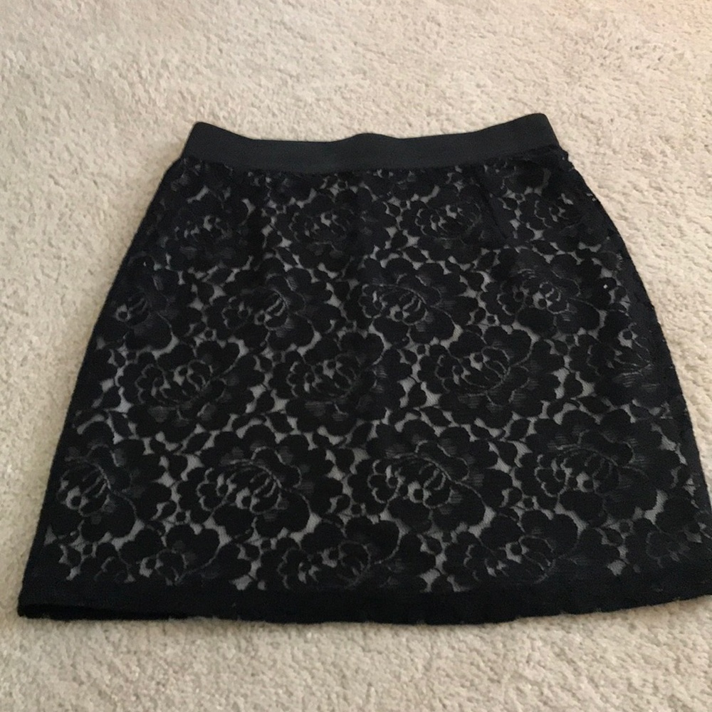 Black floral lace patterned skirt
